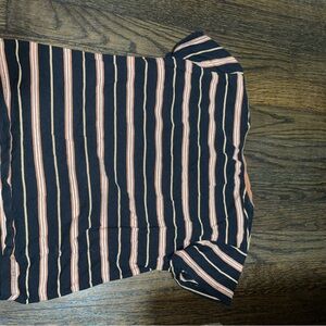 Billabong Black and Pink Striped Short Sleeve Tee